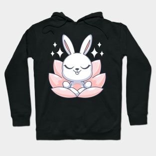 Cute bunny meditating on a lotus flower Hoodie